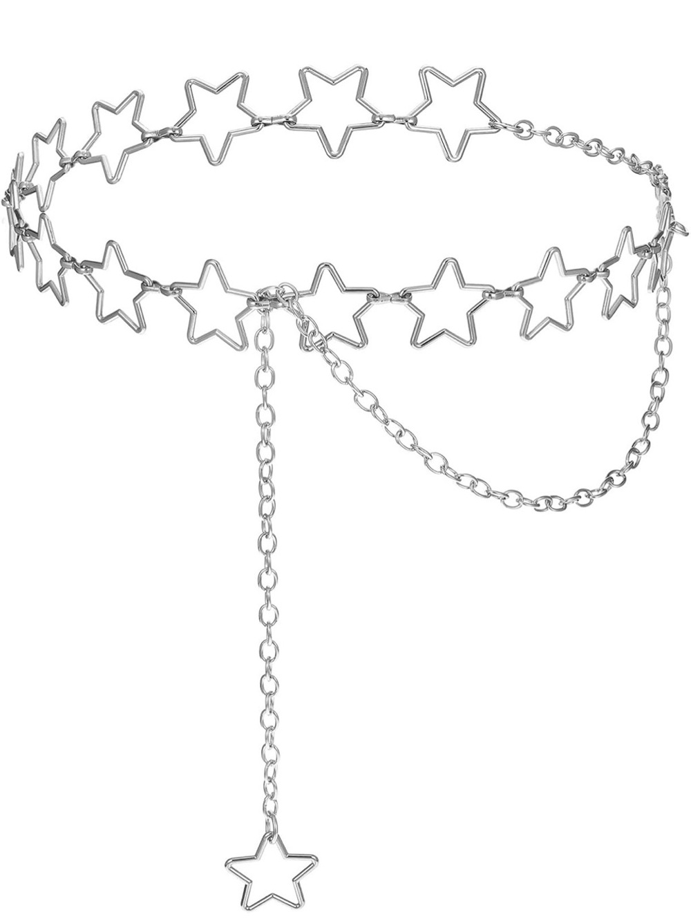 Silver Star Link Waist Chain Belt - Women's Accessory